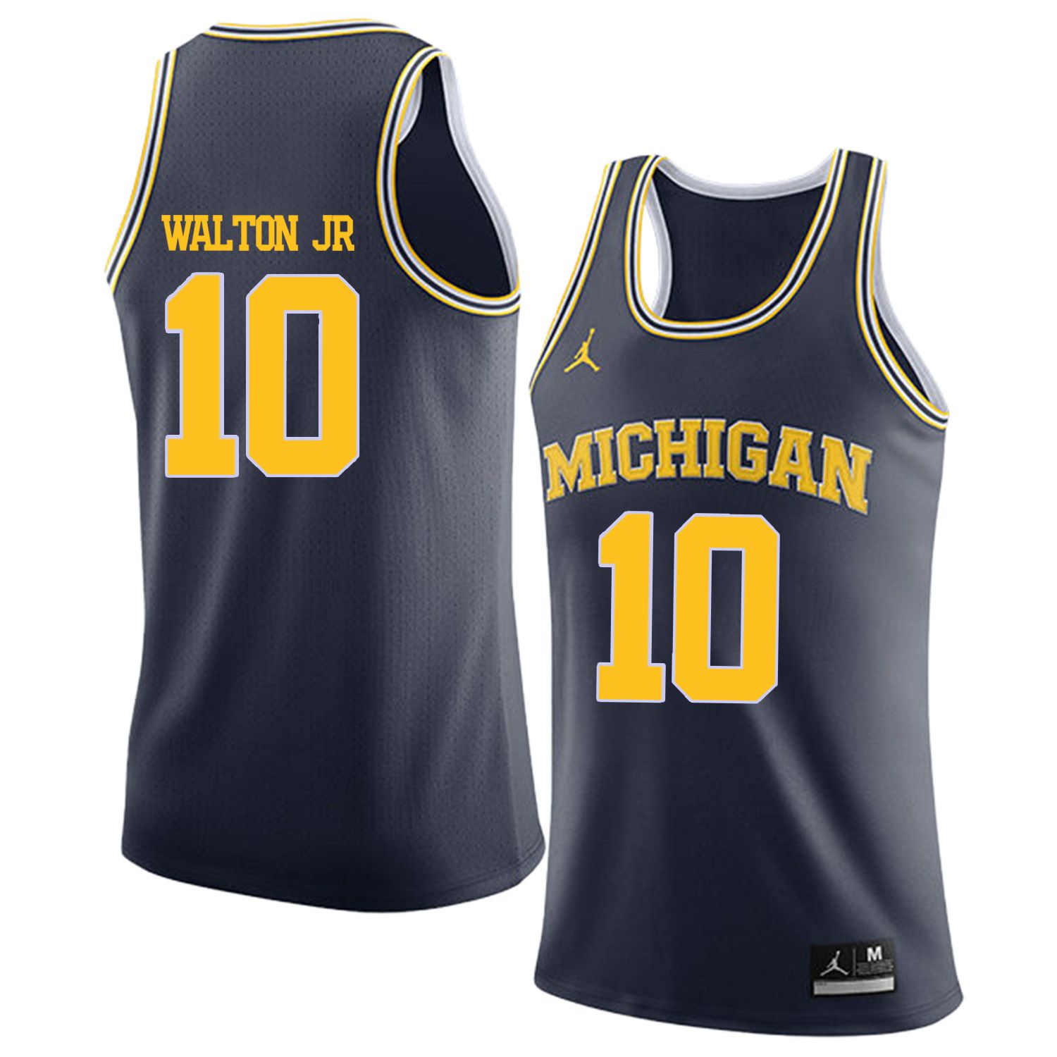 Men Jordan University of Michigan Basketball Navy 10 walton jr Customized NCAA Jerseys